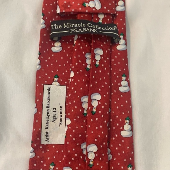 JOS A BANK 100% Silk Snowmen Mens Necktie Miracle Collection Christmas Holiday - Picture 4 of 4